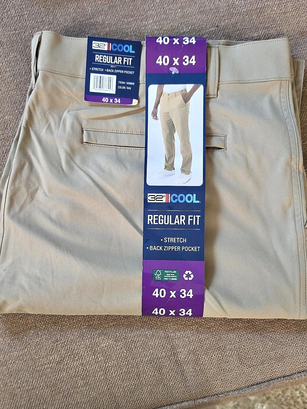 32 COOL Men's Chino Pants Waist 40 x 34